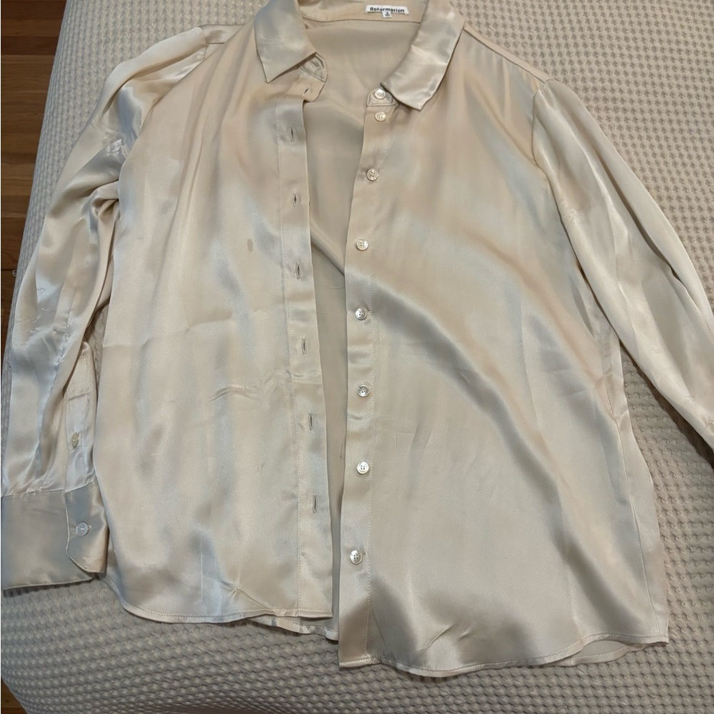 Reformation silk button down top